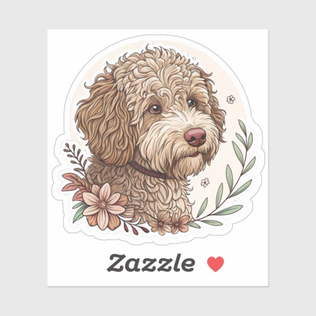 Sticker Lagotto Romagnolo | Cute Watercolor Dog with Truff (Feuille)