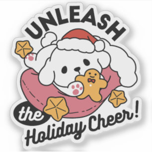Sticker Laisser la joie des fêtes - Noël de chien mignon