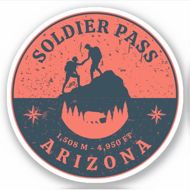Sticker laissez-passer de soldat Arizona randonnées trail (Devant)