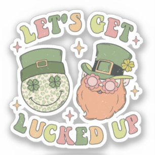 Sticker Laissons la chance - Drôle Leprechaun Clover