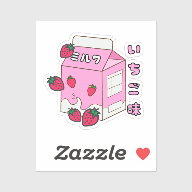 Sticker Lait de fraise japonais Kawaii (Feuille)