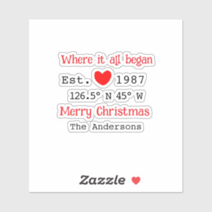 Sticker Lake house et. Date année coordonnées personnalisé