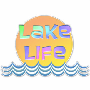 Sticker LAKE LIFE avec soleil et vagues