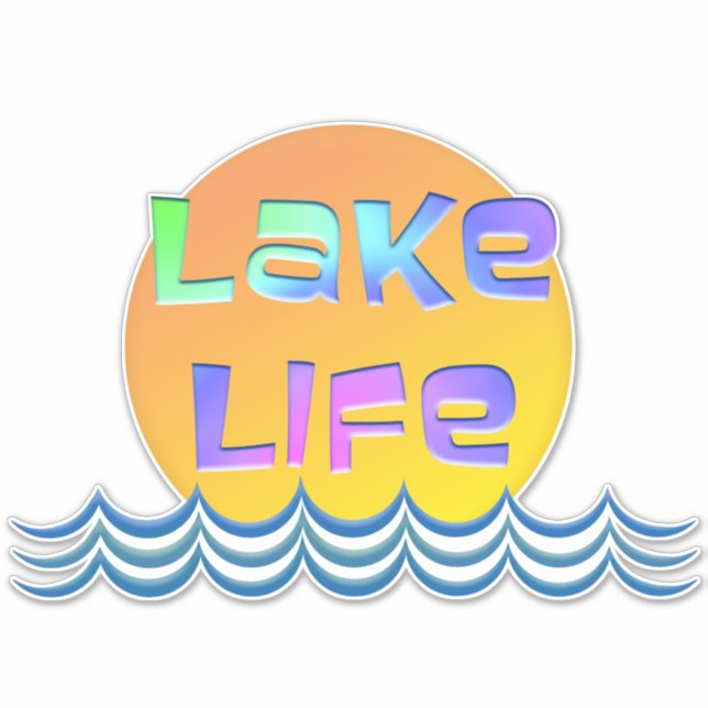 Sticker LAKE LIFE avec soleil et vagues (Devant)
