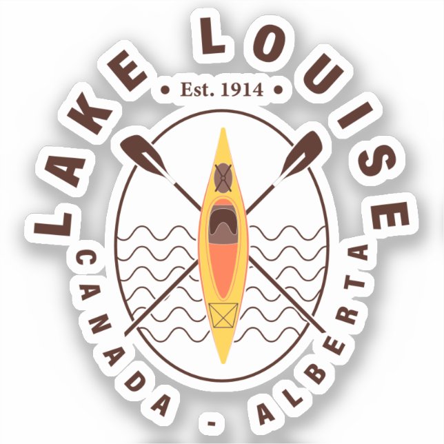 Sticker Lake Louise Canada Alberta Kayaking Retro Souvenir (Recto)