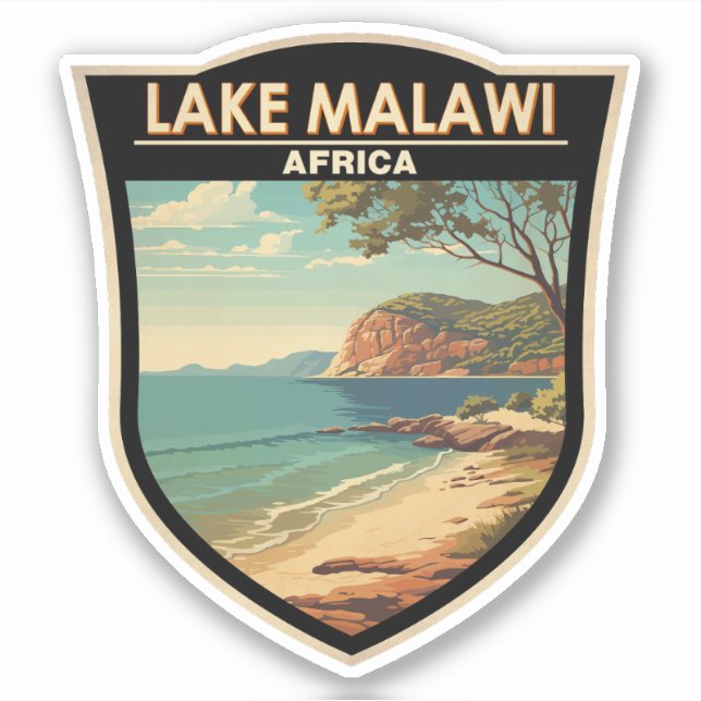 Sticker Lake Malawi Afrique Travel Art Vintage (Devant)