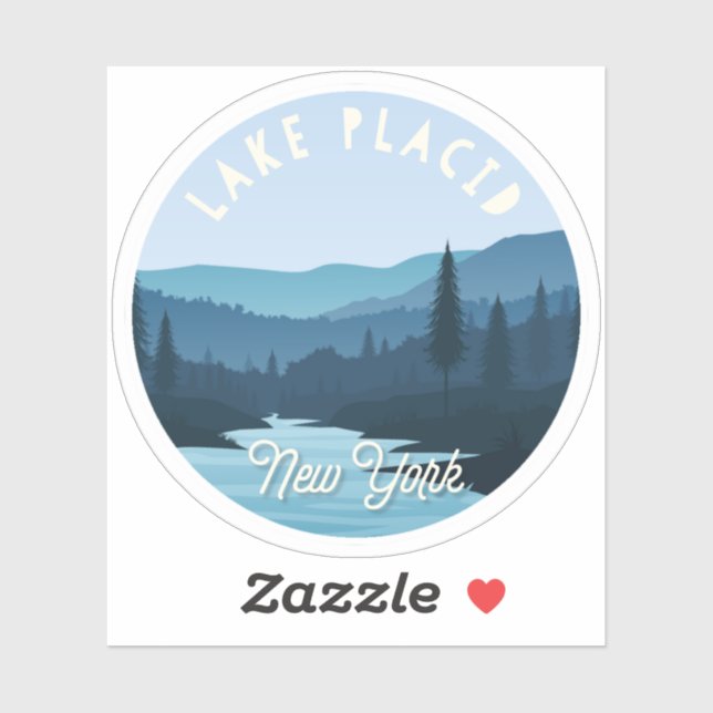 Sticker Lake Placid, New York Paysage (Feuille)