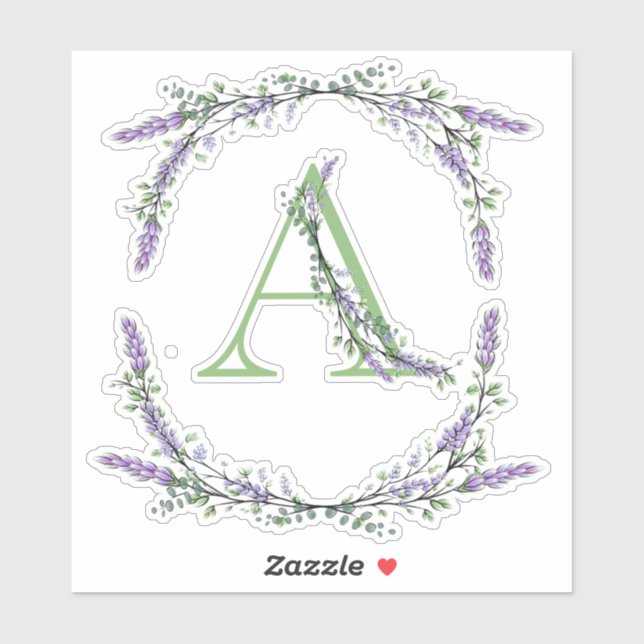 Sticker L'alphabet Monogramme "A" Lavender Eucalyptus (Feuille)