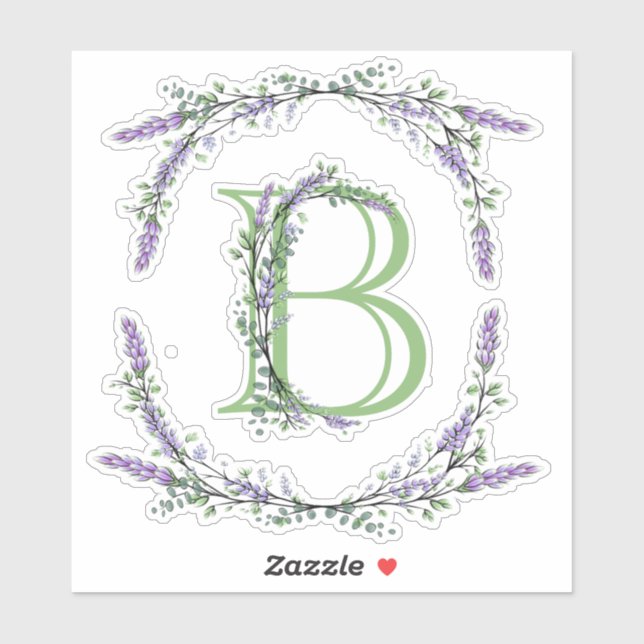 Sticker L'alphabet Monogramme "B" Lavender Eucalyptus (Feuille)