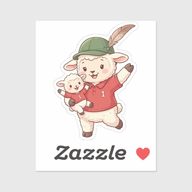 Sticker Lamb Family Fan with Alpine Hat (Feuille)