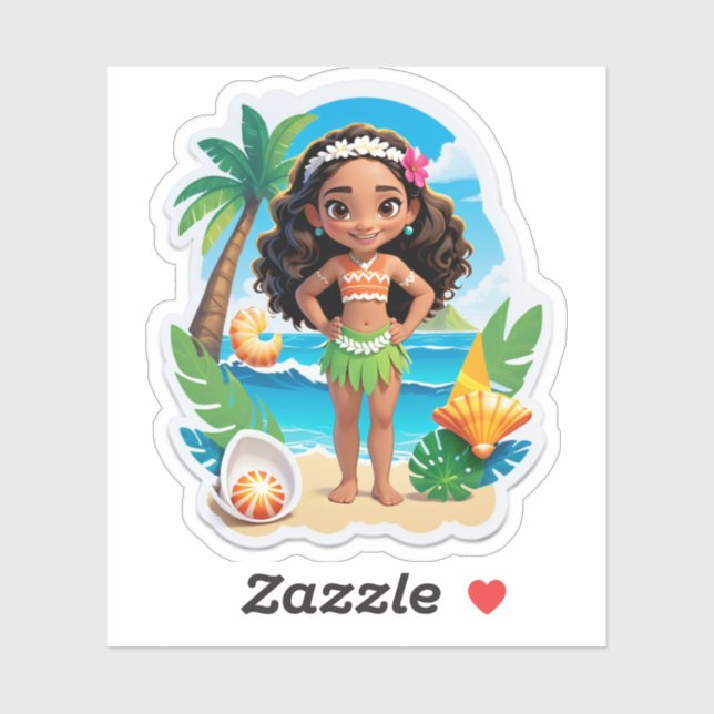 Sticker L'ambiance d'anniversaire de Moana sur l'île ! (Feuille)
