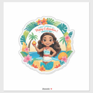 Sticker L'ambiance d'anniversaire de Moana sur l'île !