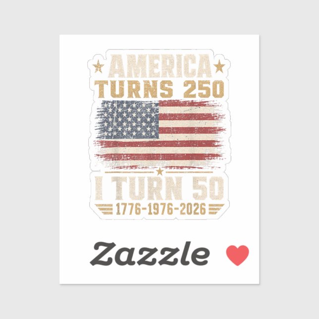 Sticker L'Amérique a 250 ans, j'ai 50 ans (Feuille)