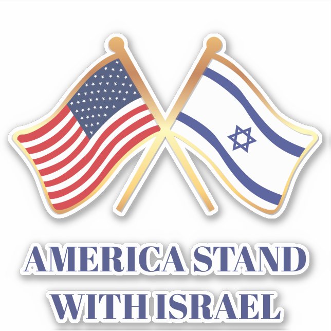 Sticker L'Amérique tient le drapeau israélien de la libert (Devant)
