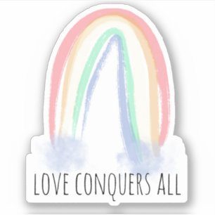 Sticker l'amour conquiert tout arc-en-ciel peinture aquare