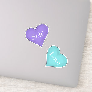 Sticker L'amour de soi dans les coeurs pourpres et Turquoi