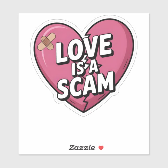 Sticker L'amour est une arnaque Anti Saint Valentin (Feuille)