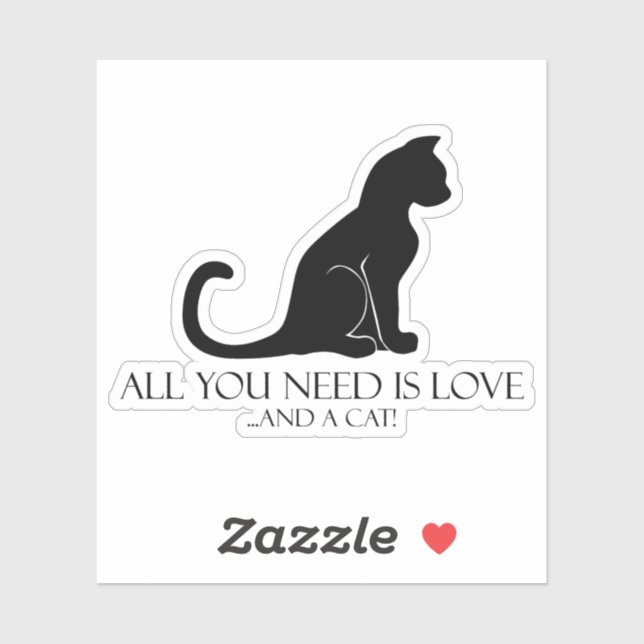 Sticker L'amour et un chat (Feuille)