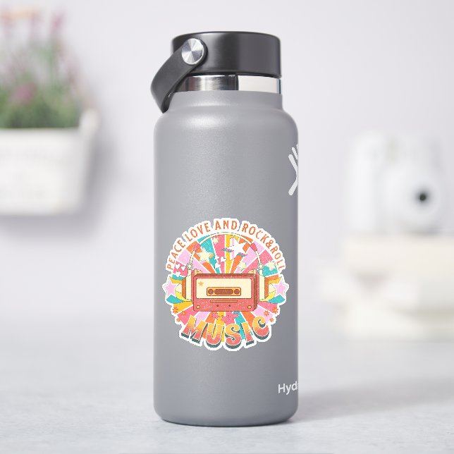 Sticker L'amour pour la paix et le rock & roll (HydroFlask)