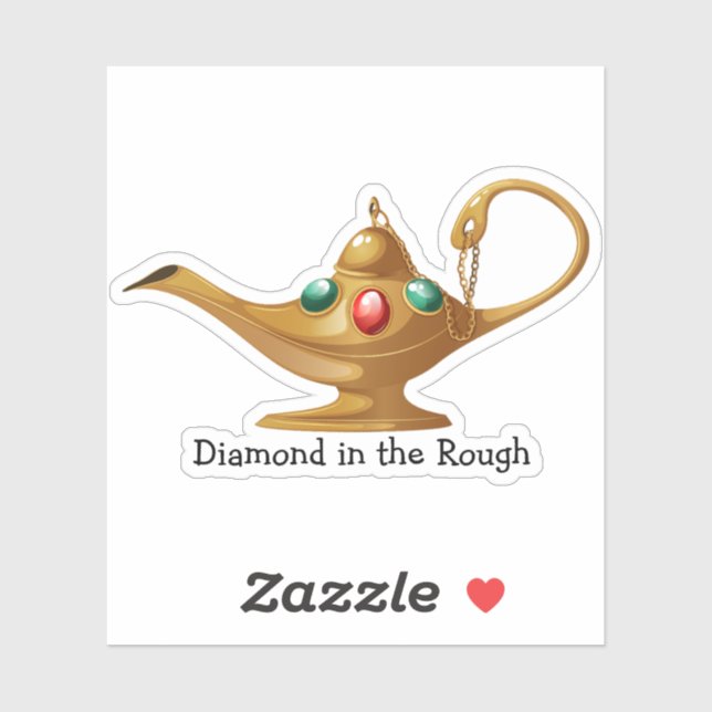 Sticker Lampe Arabe en Or Ornée Diamant Brut (Feuille)