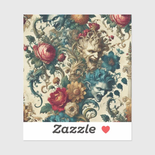 Sticker L'anarchie de l'Arcane - Coussin floral gothique (Feuille)