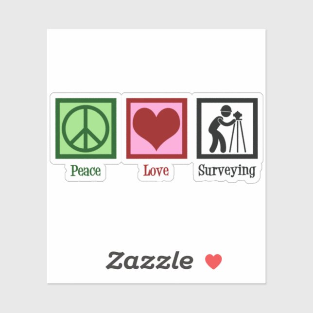 Sticker Land Surveyor Peace Love Surveying Company (Feuille)