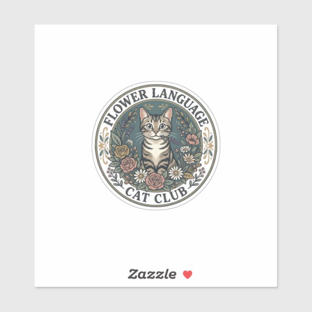 Sticker Langage Fleur Chat Chat Graphique Tee Art - Fleur  (Feuille)