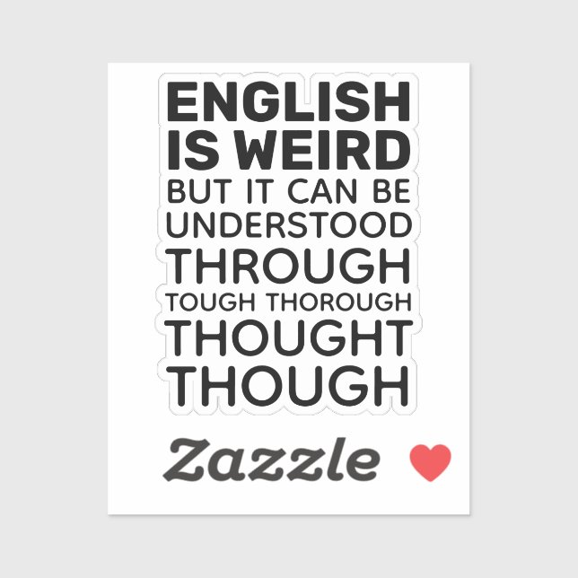 Sticker L'anglais est bizarre et drôle Grammar Contour Cut (Feuille)