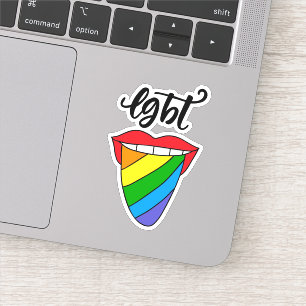 Sticker Langue arc-en-ciel LGBT