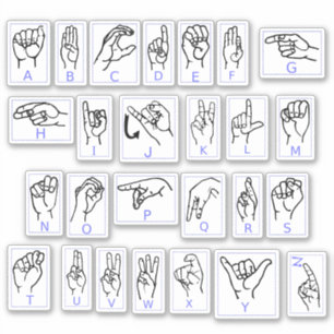 Sticker Langue des signes américaine Apprendre ASL Alphabe