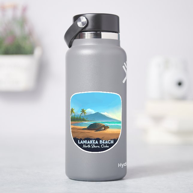 Sticker Laniakea Beach Haleiwa Oahu Hawaii Turtle (HydroFlask)