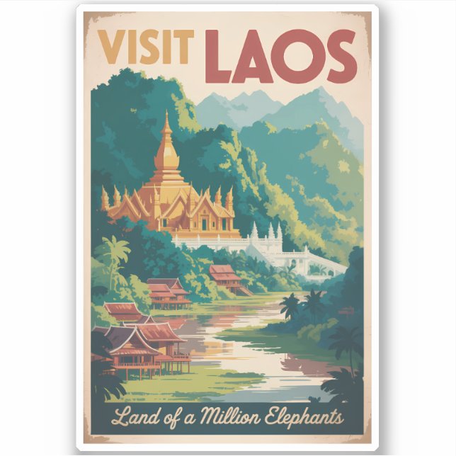 Sticker Laos Pha That Luang Illustration Voyage Art (Devant)