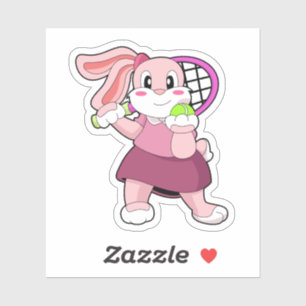 Sticker Lapin au Tennis avec raquette de tennis