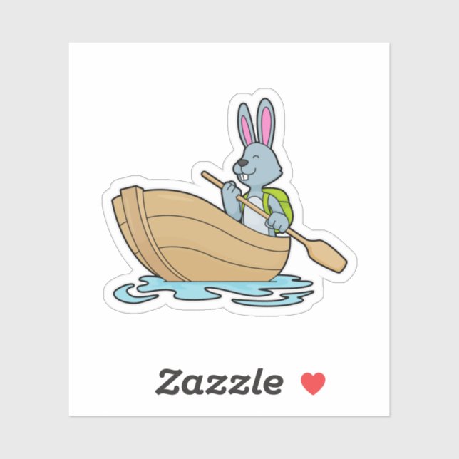 Sticker Lapin avec bateau et pédale (Feuille)