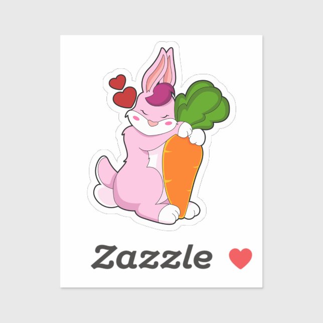 Sticker Lapin avec carotte et coeur (Feuille)