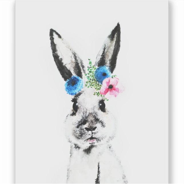 Sticker Lapin avec des fleurs (Devant)