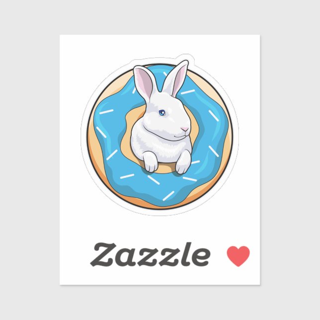 Sticker Lapin avec Donut (Feuille)