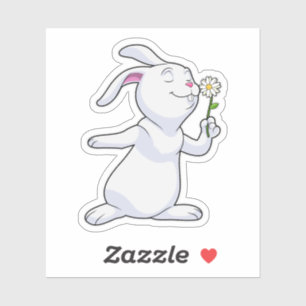 Sticker Lapin avec marguerite