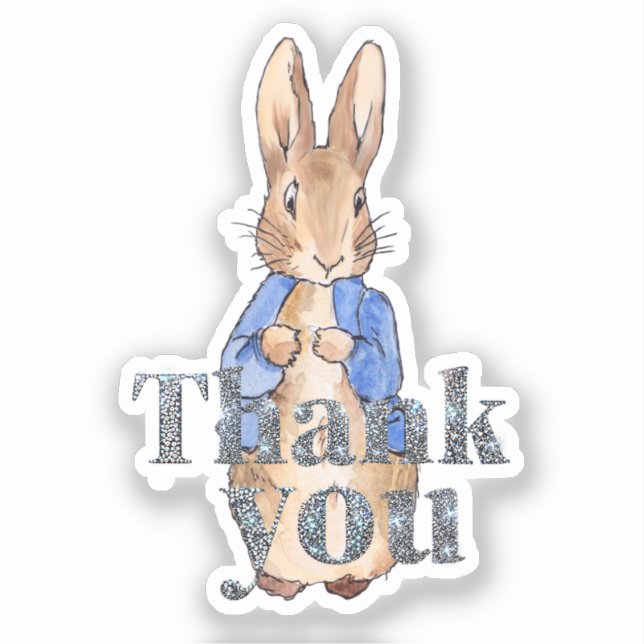 Sticker Lapin classique Bunny veste bleue Merci (Recto)