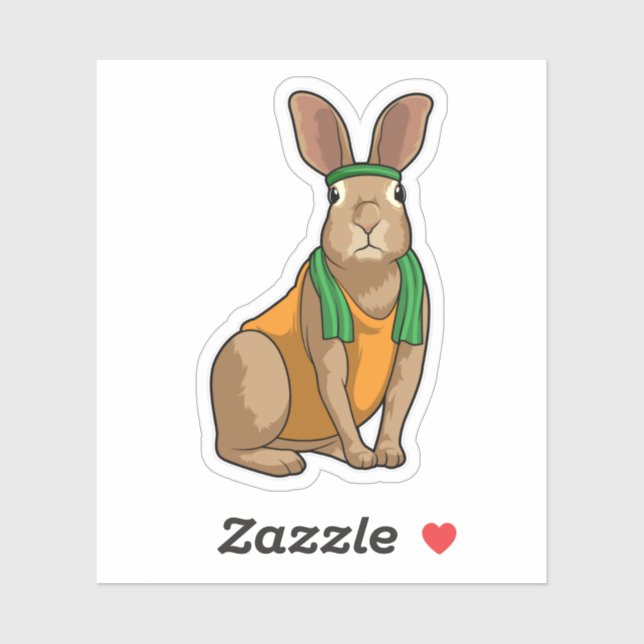 Sticker Lapin comme coureur avec serviette (Feuille)