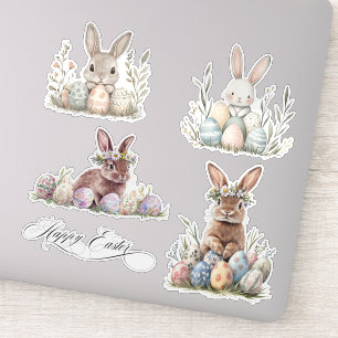 Sticker Lapin d'aquarelle Printemps de Pâques