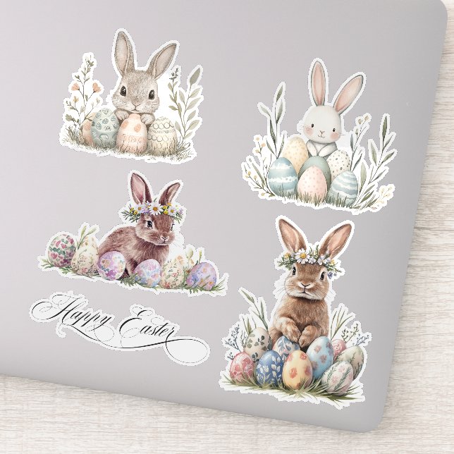 Sticker Lapin d'aquarelle Printemps de Pâques (Détail)