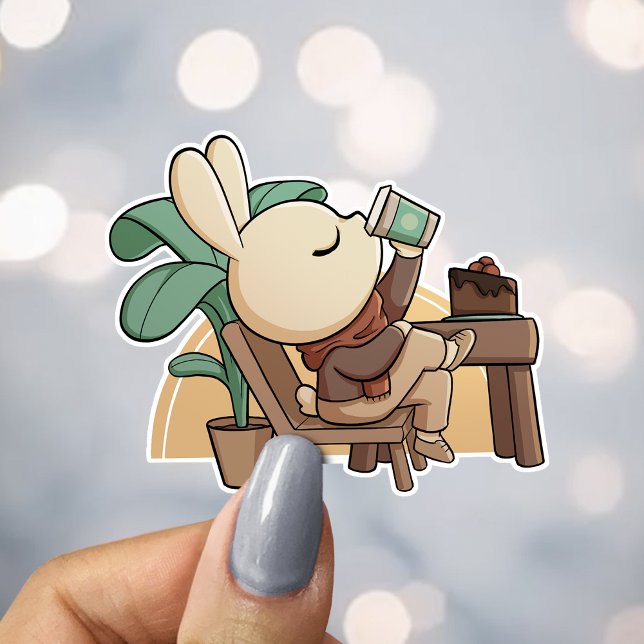 Sticker Lapin de magasin de café mignon (Créateur téléchargé)