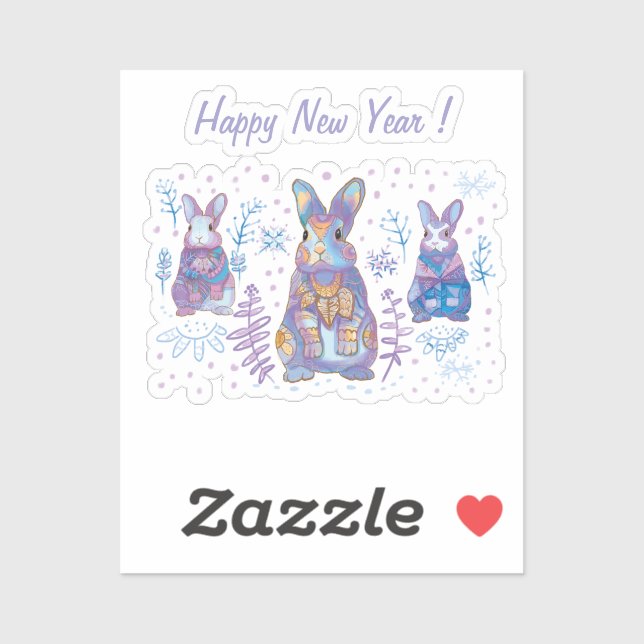 Sticker Lapin de Noël  (Feuille)