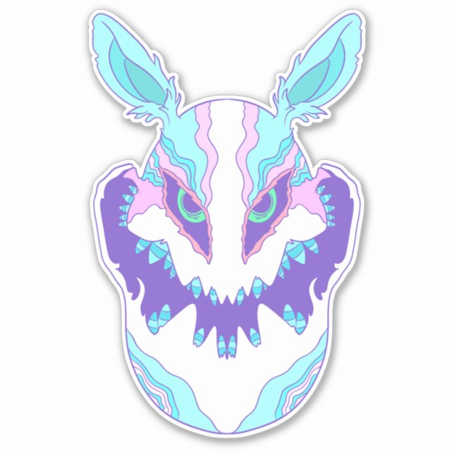 Sticker Lapin de Pâques effrayant (Devant)