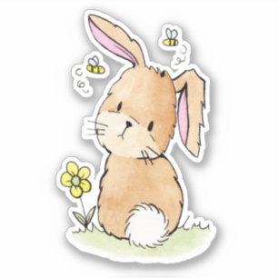 Sticker Lapin de Pâques et abeilles