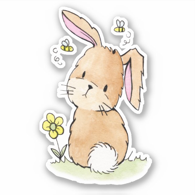 Sticker Lapin de Pâques et abeilles (Devant)