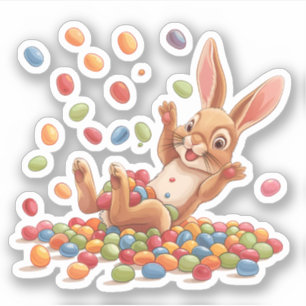 Sticker Lapin de Pâques Jouer dans les haricots de Jelly