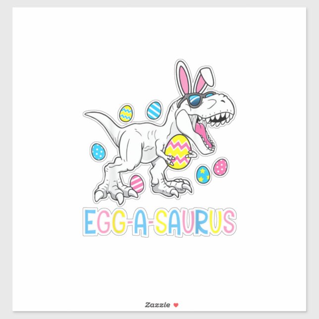 Sticker Lapin de Pâques Oeuf de Dinosaure A Saurus TRex En (Feuille)
