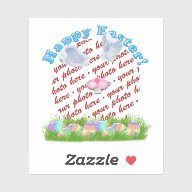 Sticker Lapin de Pâques (Oreilles & Nez Ajustables) Cadre  (Feuille)